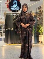 إسدال أسود بنقشة أوراق روز جولد - صورة 5