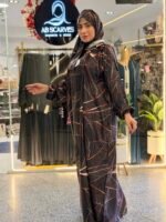 إسدال أسود بنقشة أوراق روز جولد - صورة 7
